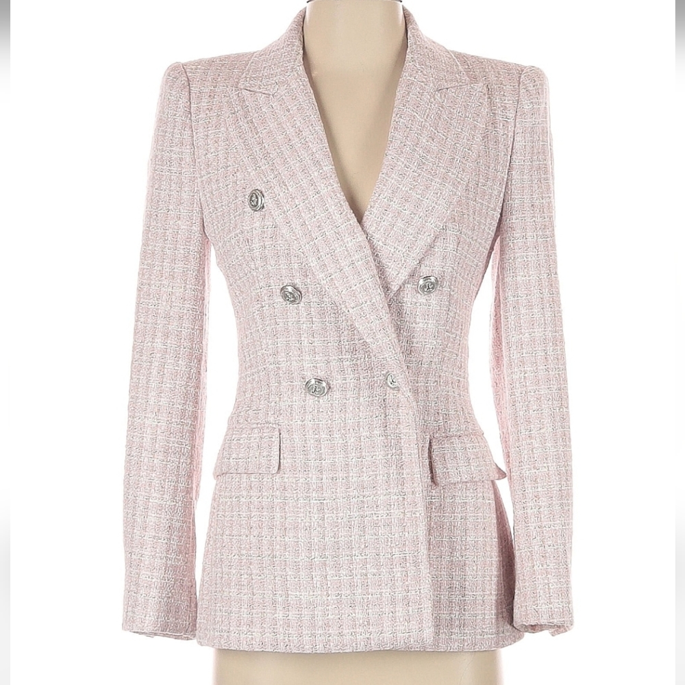 Zara Pink Tweed Double-Breasted Blazer - Picture 14 of 14